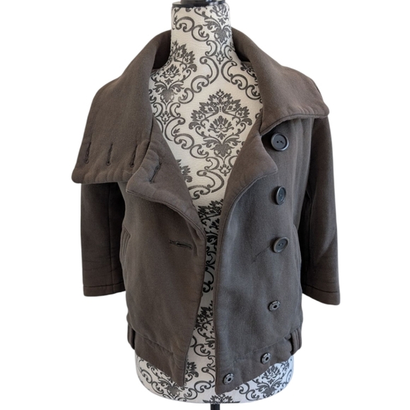 Aritzia Community Moto Jacket Bomber 90s Biker Women's XXS Taupe Organic Cotton - Picture 2 of 12